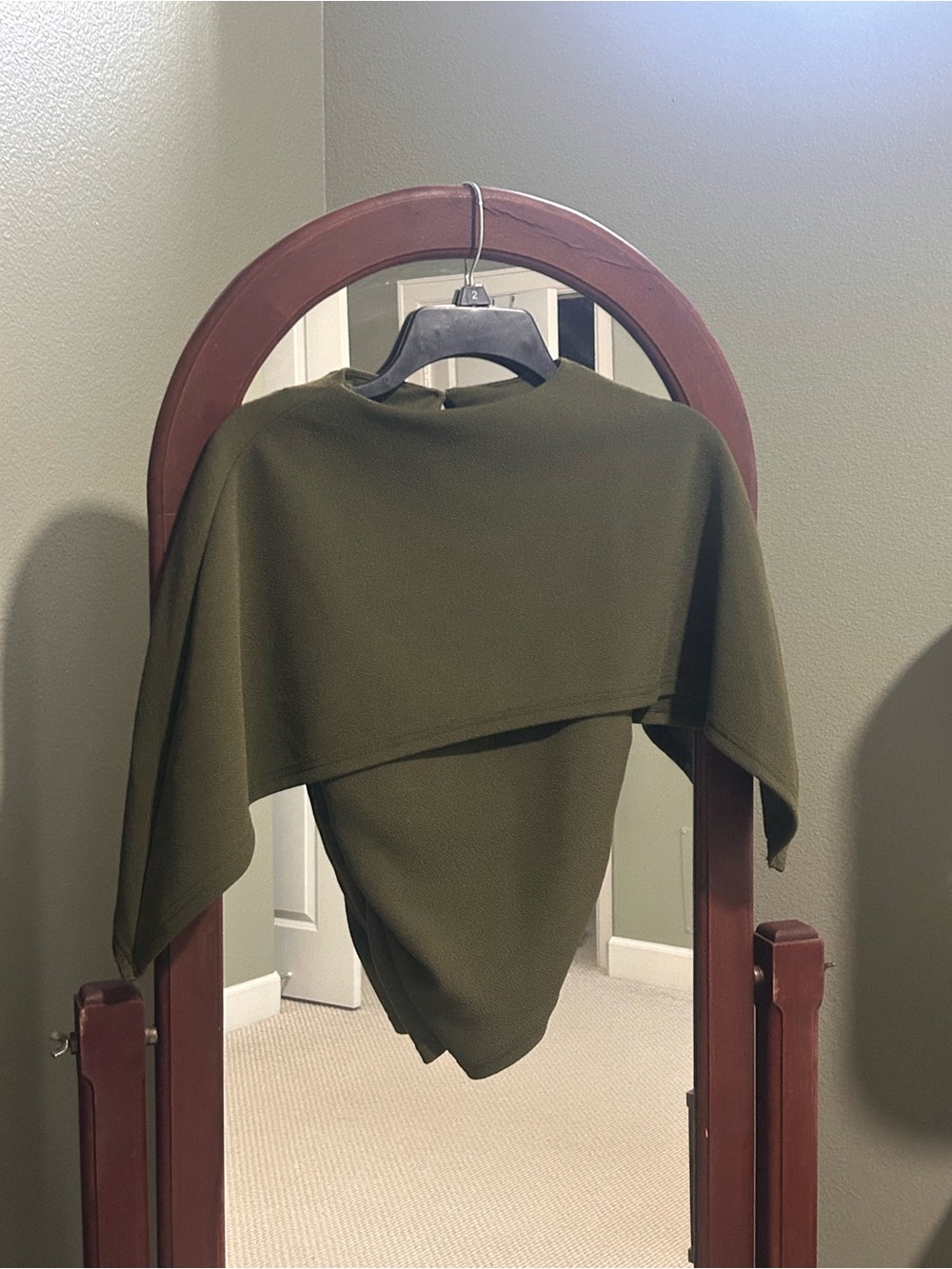 SHEIN Olive Green Asymmetrical Cape Top Size XS